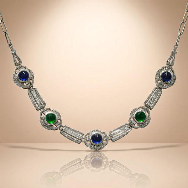 One-of-One 92.5 Silver Midnight Blue & Green Silver Necklace