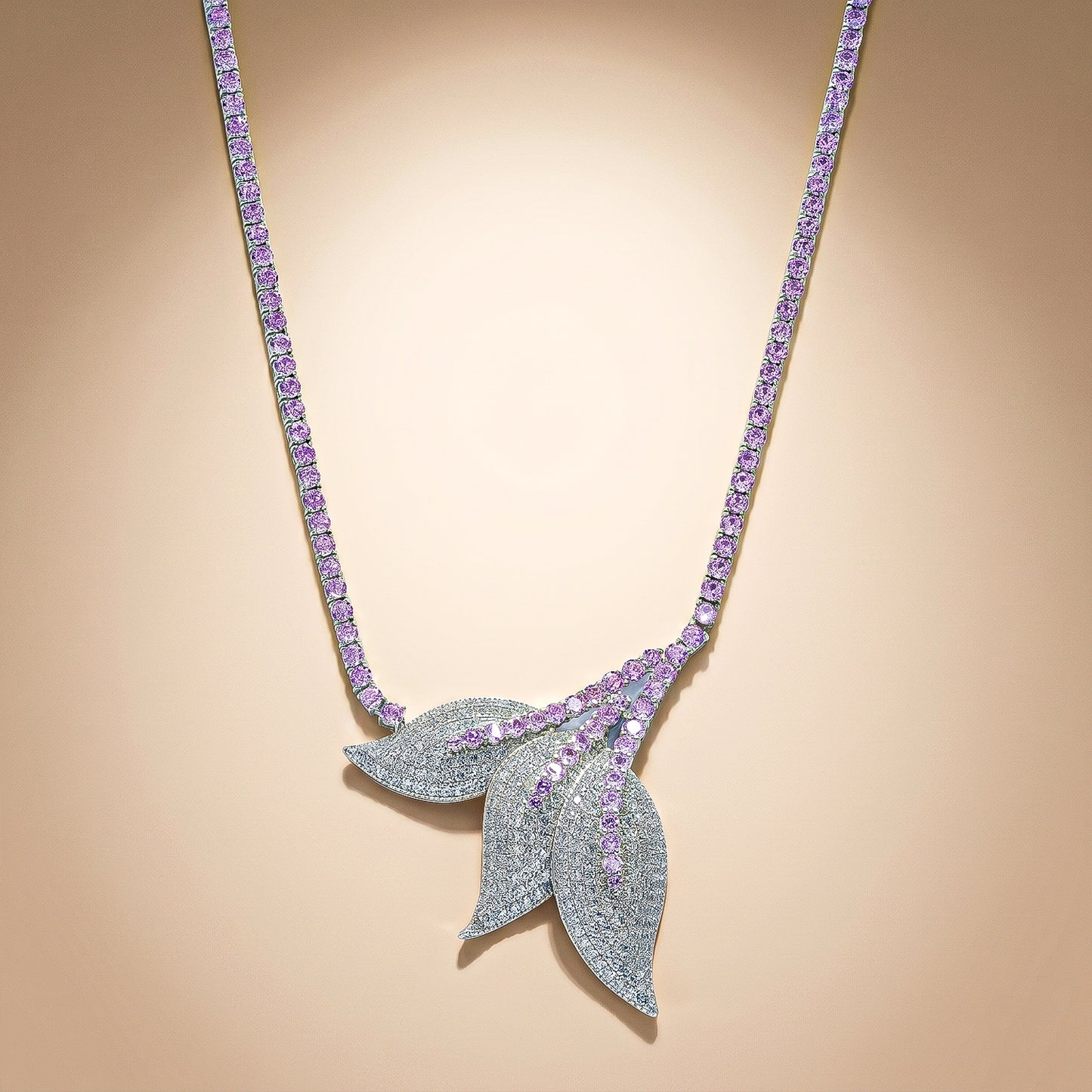 92.5 Sterling Silver Petal Cascade Necklace Set