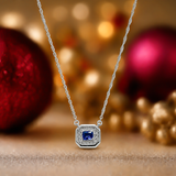 One-of-One 92.5 Silver Blue Simulant Sapphire Octagonal Pendant