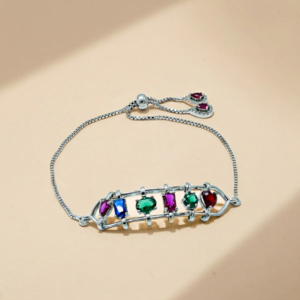 One-of-One 92.5 Silver Multicolor Spectrum Bar Bracelet