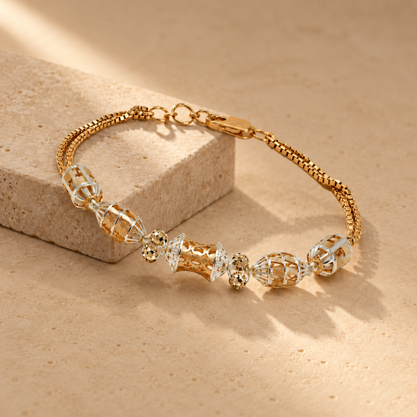 925 Sterling Silver Beaded Link Geometric Bracelet