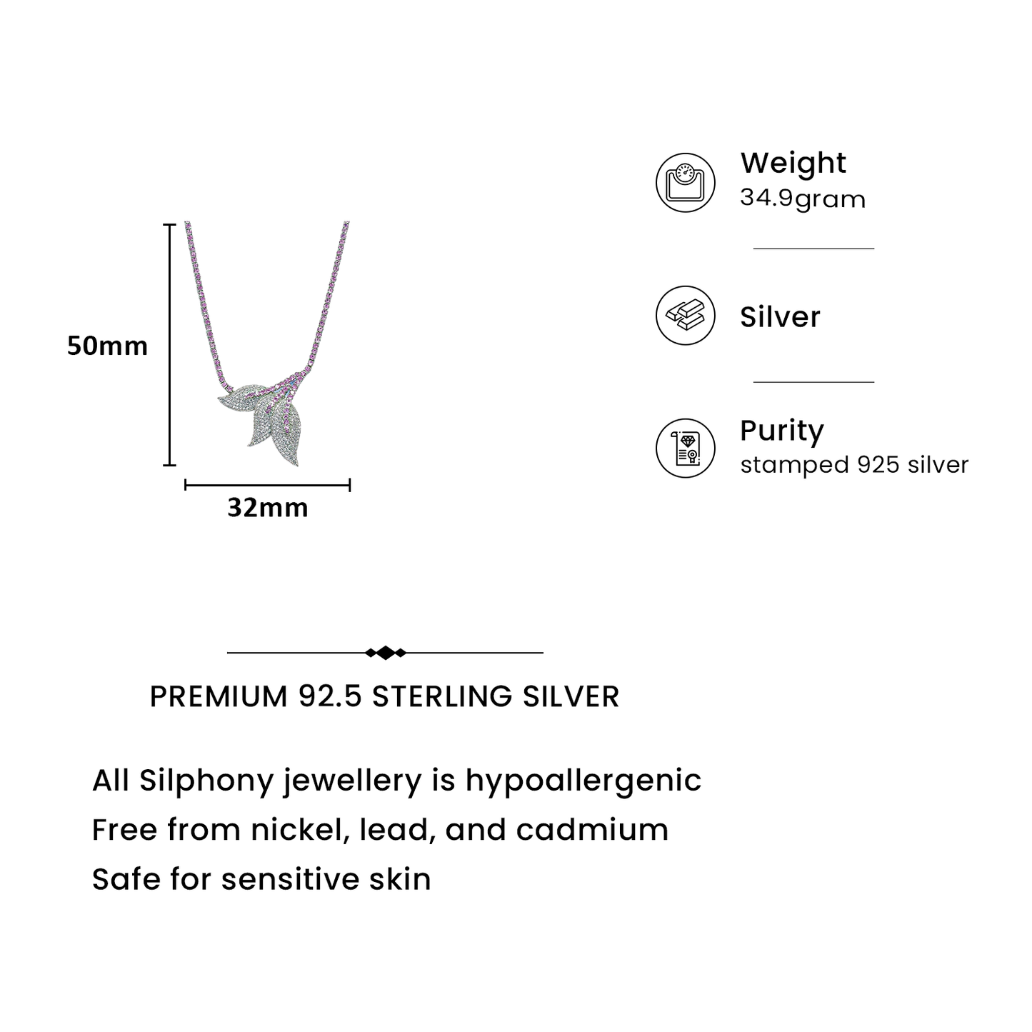 92.5 Sterling Silver Petal Cascade Necklace Set