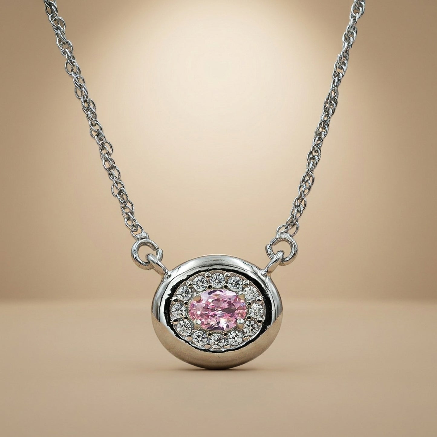 One-of-One 92.5 Silver Round Pink Blush Pendant