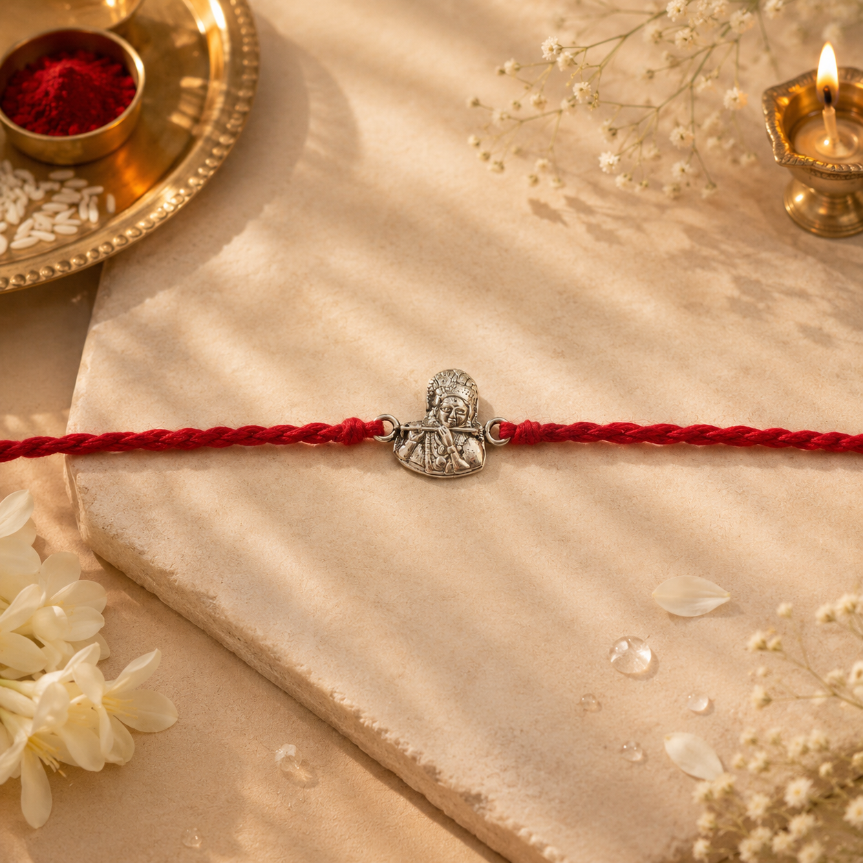 Handmade Lord Krishana 925 Silver Hallmarked Rakhi