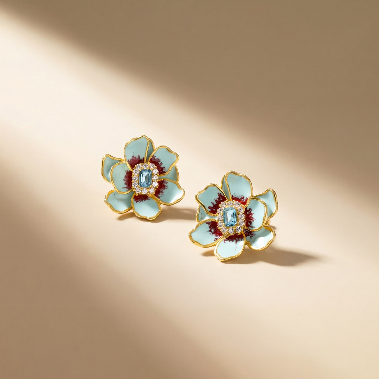 Aqua Bloom Earrings Silver