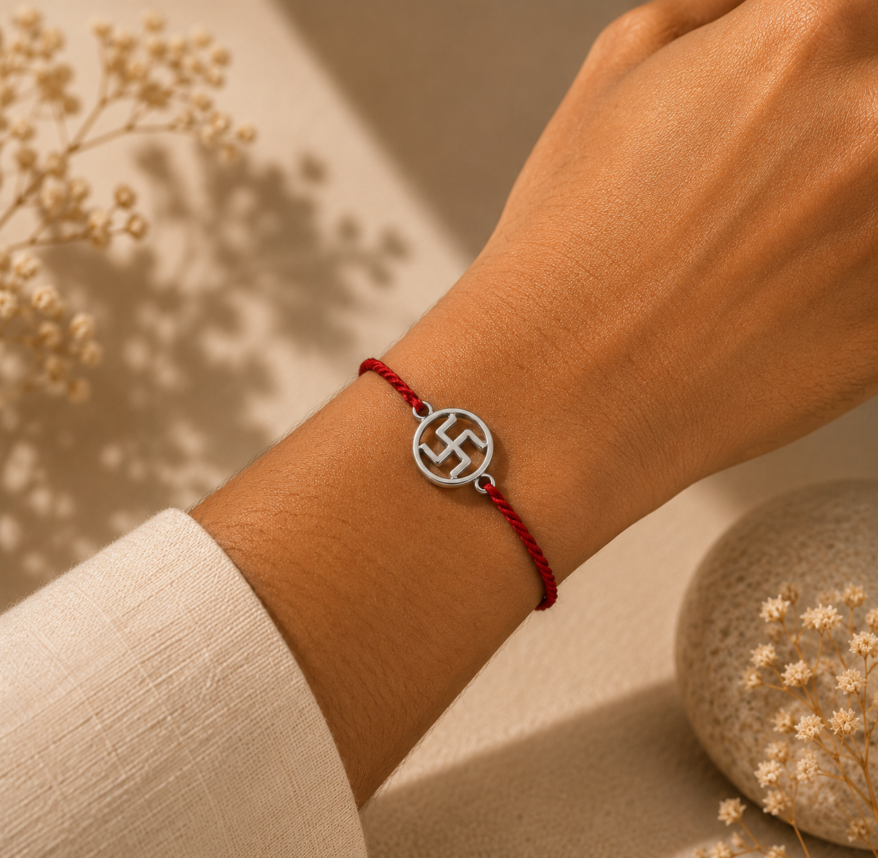 Handmade 925 Silver Swastik Hallmarked Rakhi