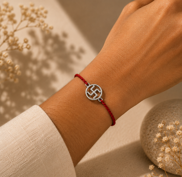 Handmade 925 Silver Swastik Hallmarked Rakhi