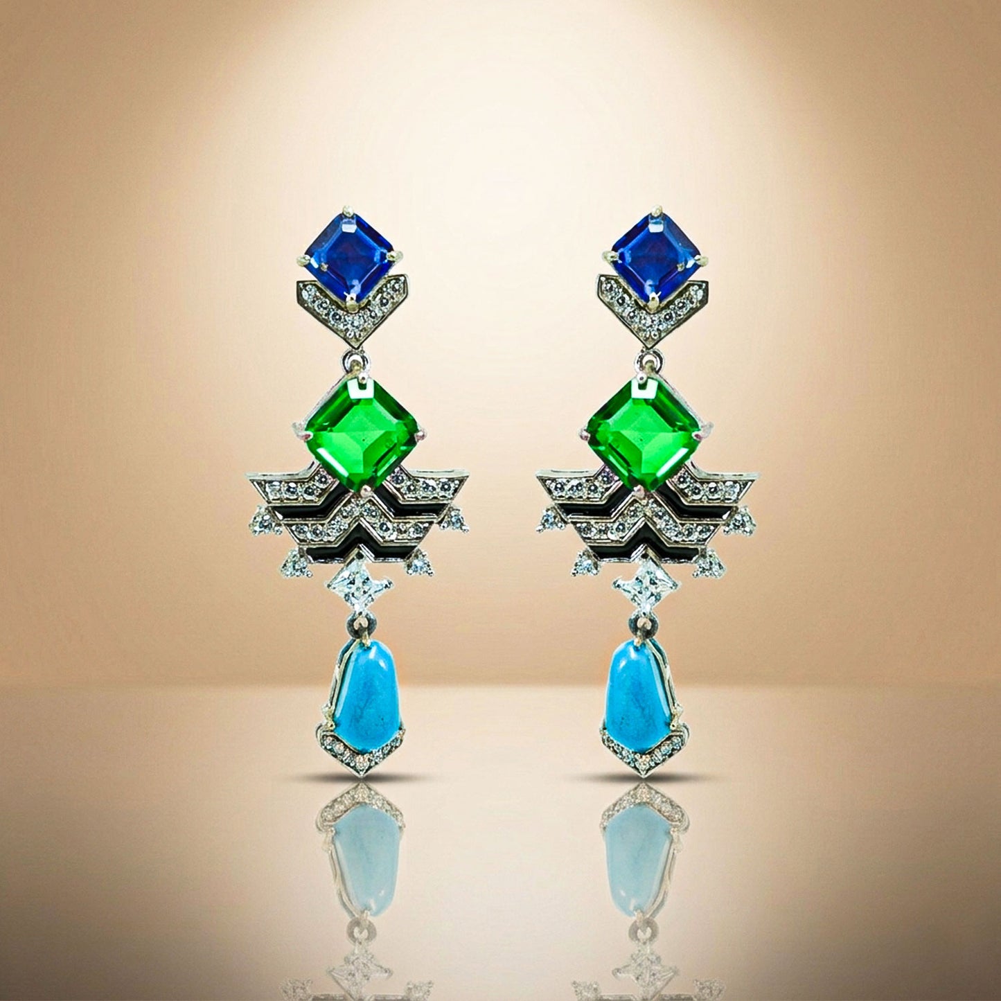 Multi-Stone Geometric Earrings