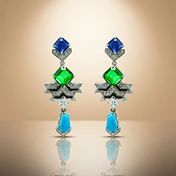 Multi-Stone Geometric Earrings