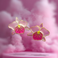 Pink Orchid Bloom Statement Stud Earrings