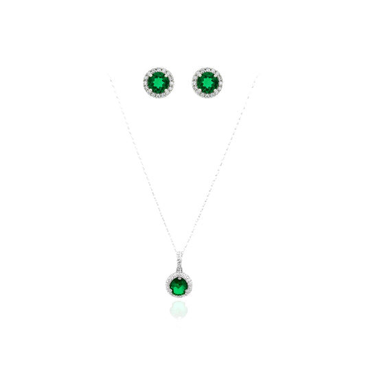 Emerald Aura - 92.5 Silver Pendant Set