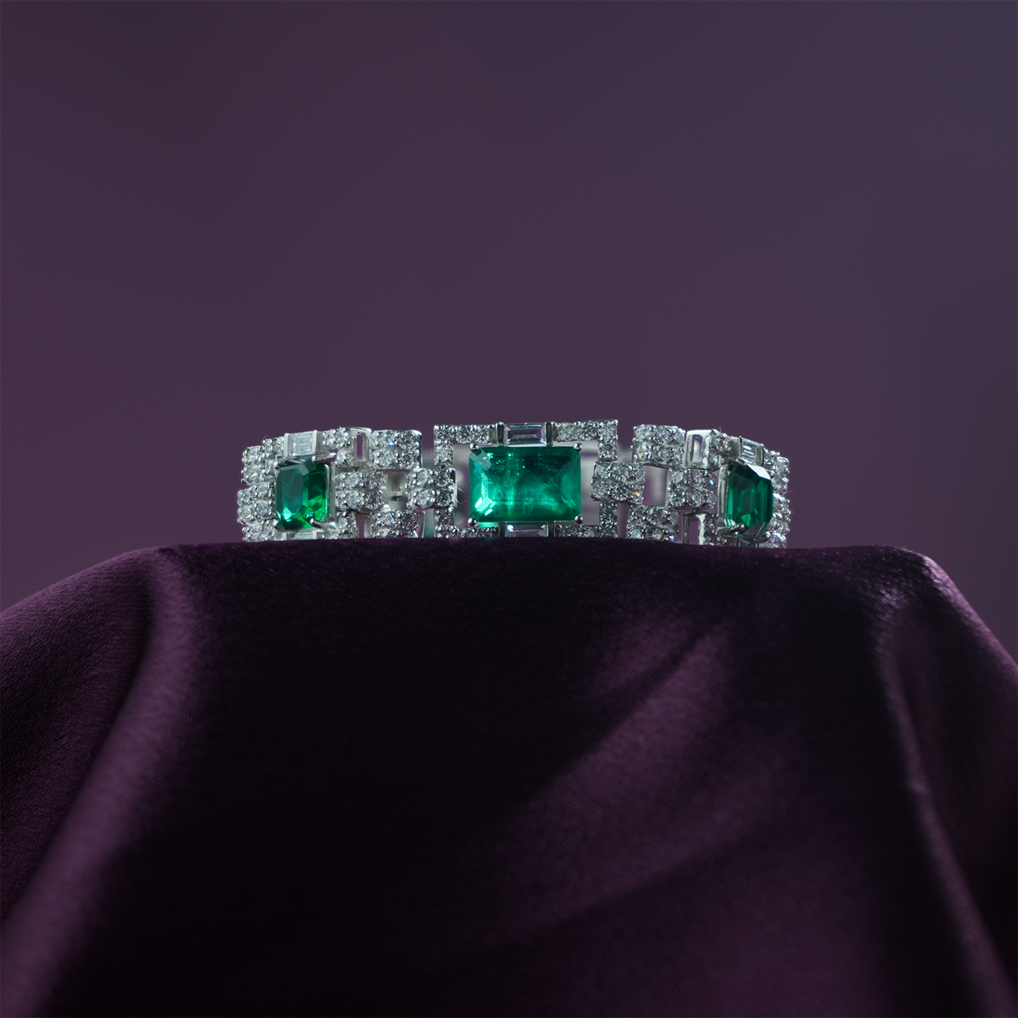 One-of-One 92.5 Silver Emerald Link Bracelet