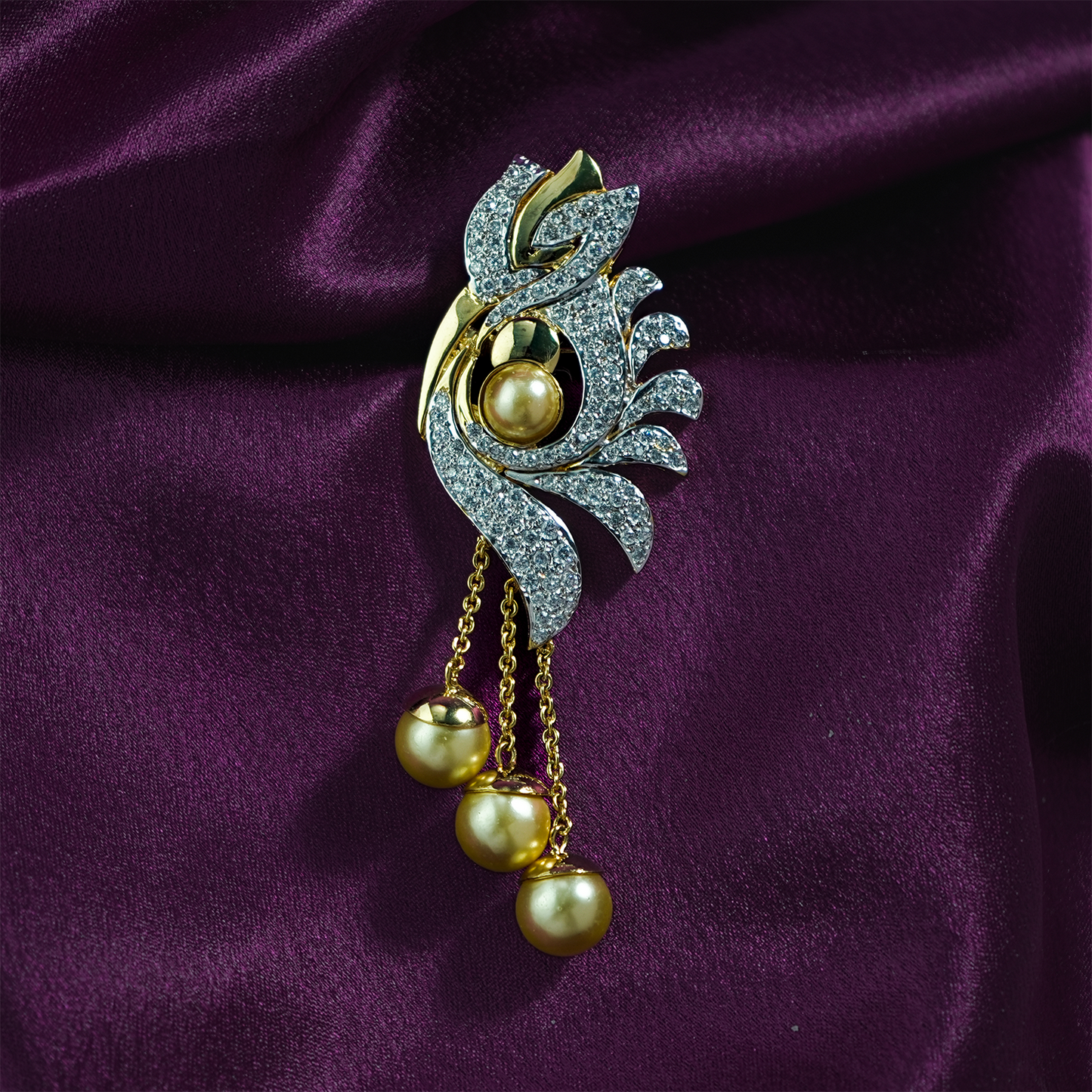 One-of-One 92.5 Silver Pearl Cascade Statement Brooch