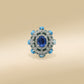 One-of-One 92.5 Silver Blue Stone Halo Ring