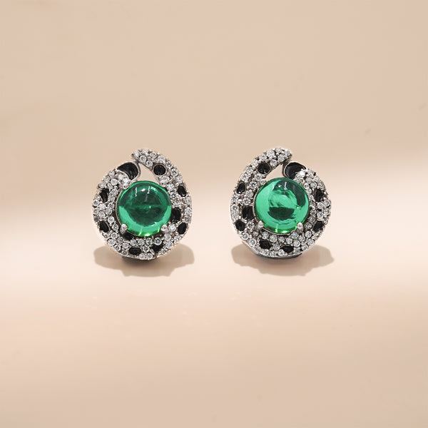 One-of-One Emerald Swirl Stud Earrings in 92.5 Silver