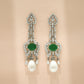 One-of-One Emerald Pearl Drop Earrings in 92.5 Silver