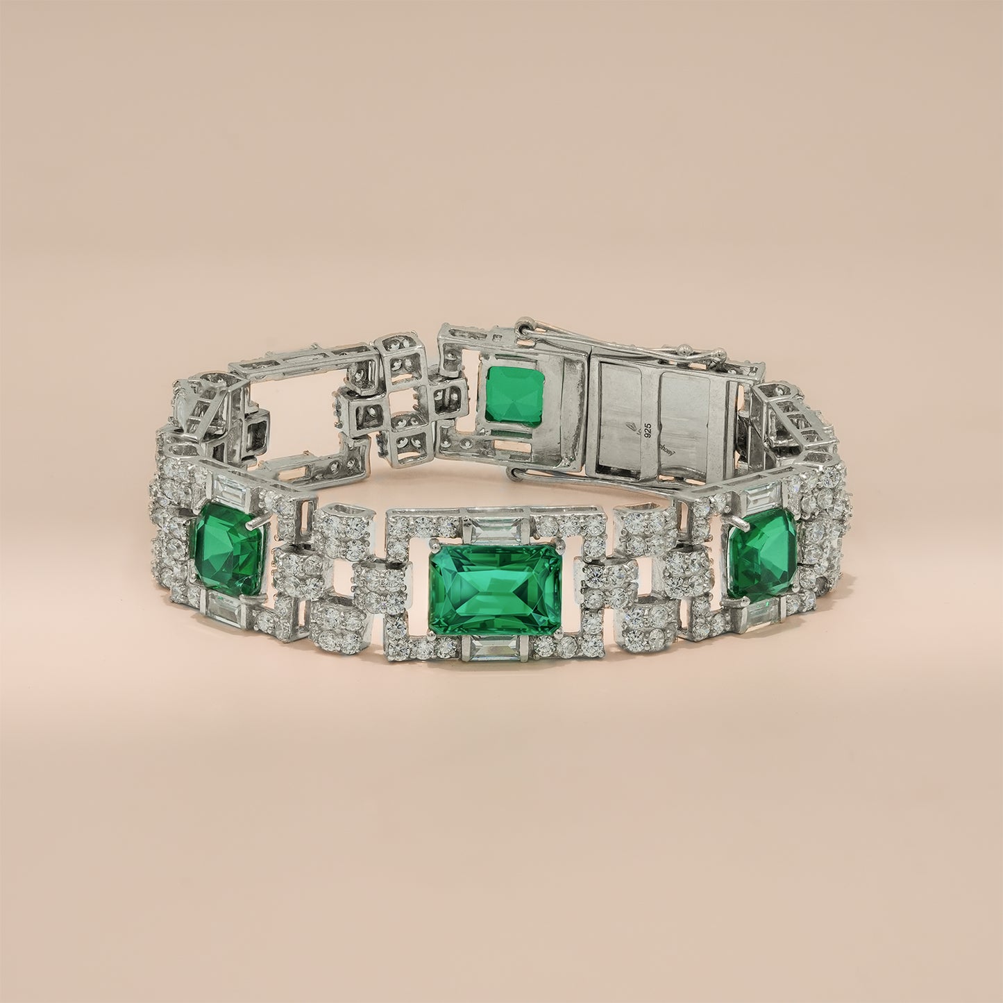 One-of-One 92.5 Silver Emerald Link Bracelet