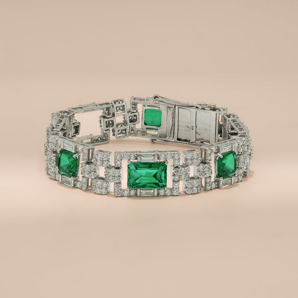 One-of-One 92.5 Silver Emerald Link Bracelet