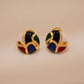 One-of-One 92.5 Silver Multicolor Enamel Dome Stud Earrings