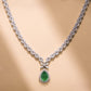 One-of-One 92.5 Silver Pear Emerald Drop Necklace Set