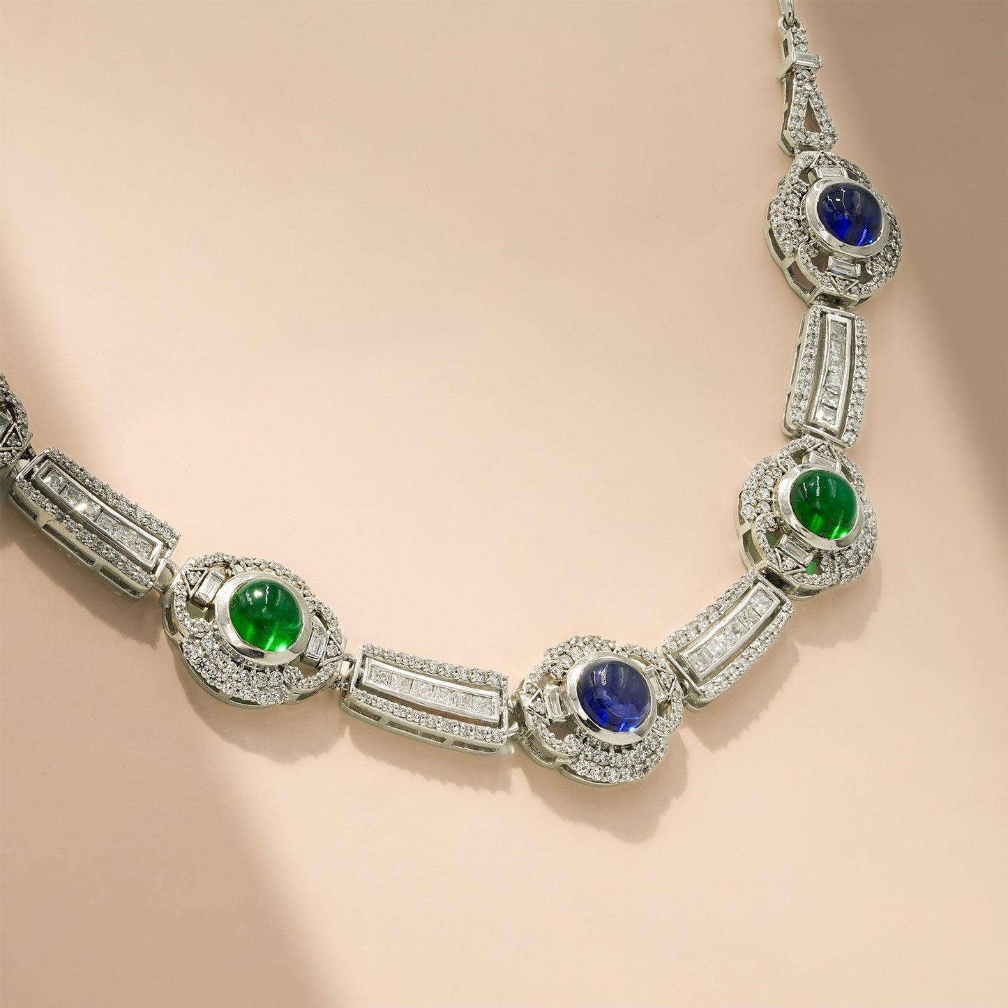 One-of-One 92.5 Silver Midnight Blue & Green Silver Necklace