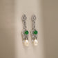 One-of-One Emerald Pearl Drop Earrings in 92.5 Silver