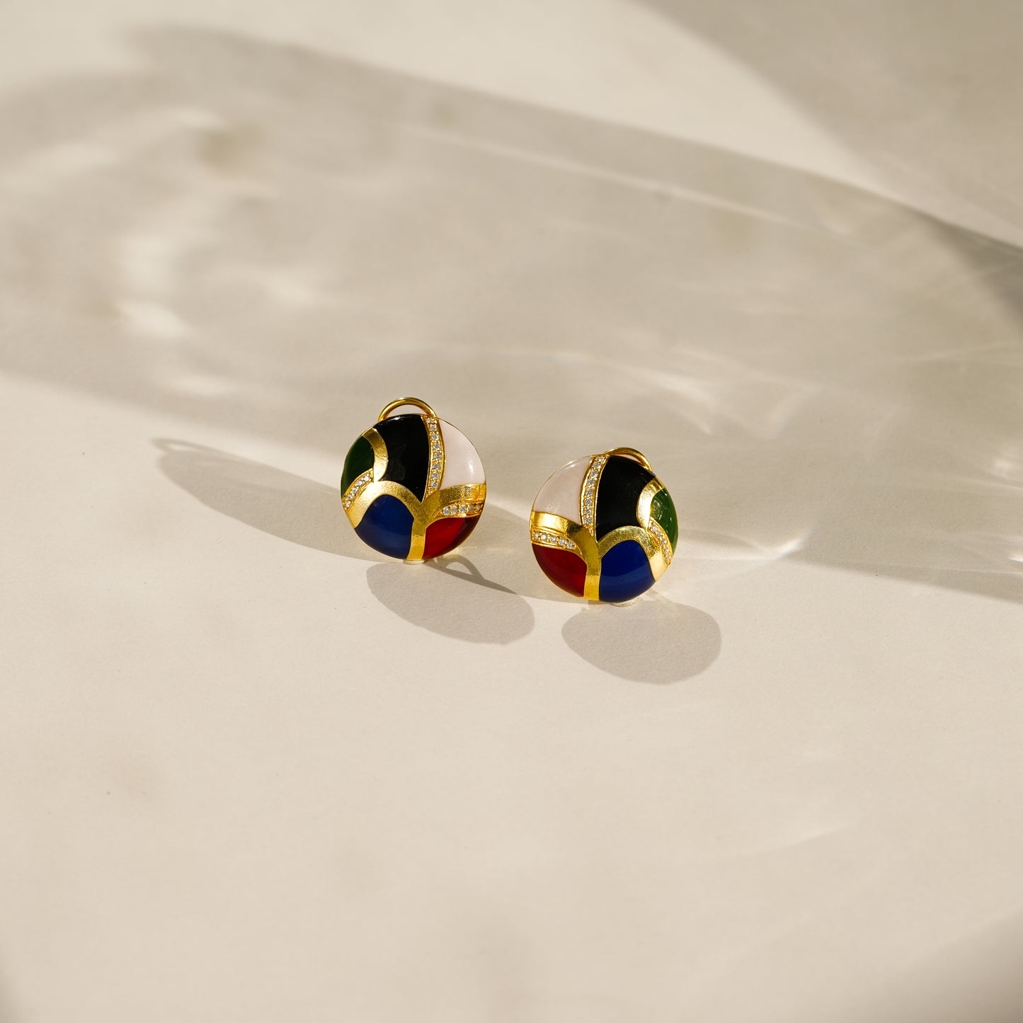 One-of-One 92.5 Silver Multicolor Enamel Dome Stud Earrings