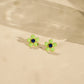 One-of-One 92.5 Silver Green Enamel Floral Stud Earrings