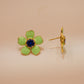 One-of-One 92.5 Silver Green Enamel Floral Stud Earrings
