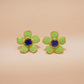 One-of-One 92.5 Silver Green Enamel Floral Stud Earrings