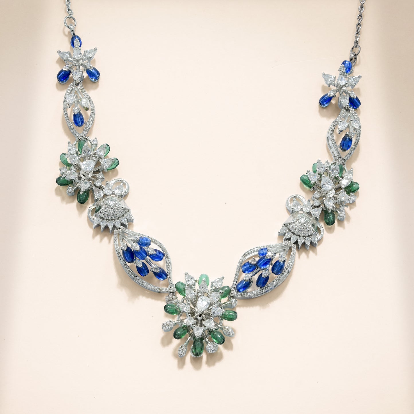 92.5 Sterling Silver Floral Cascade Necklace Set