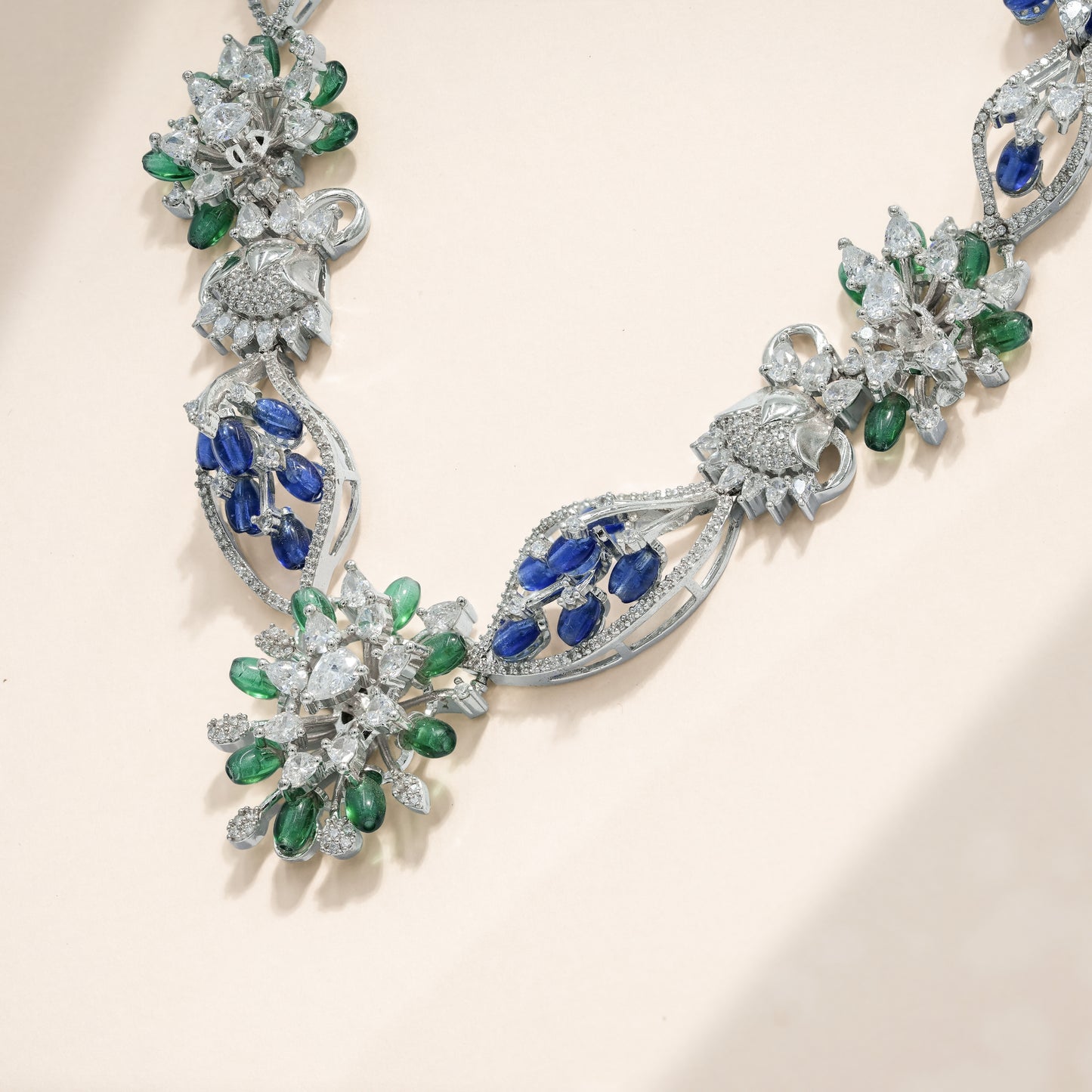 92.5 Sterling Silver Floral Cascade Necklace Set