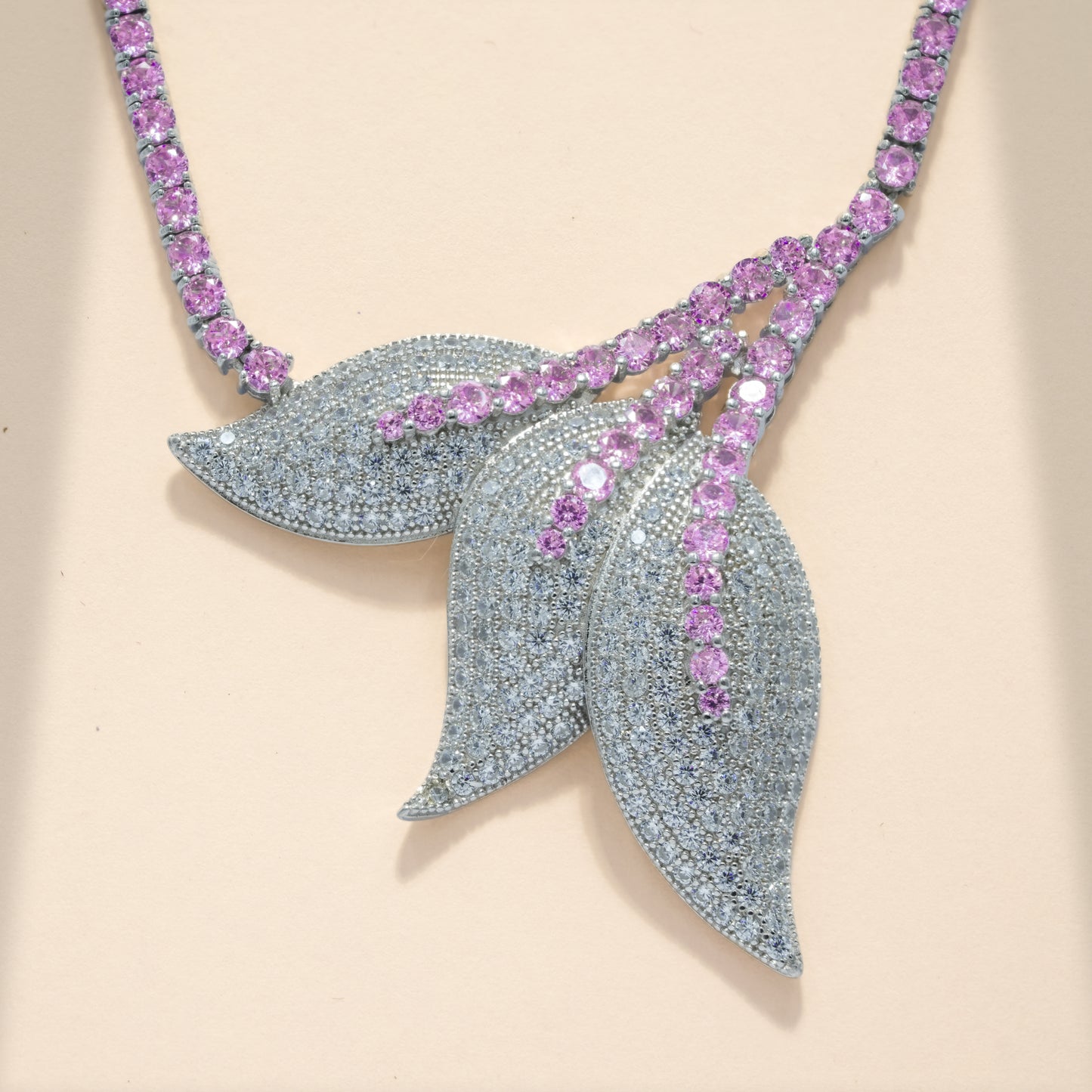 92.5 Sterling Silver Petal Cascade Necklace Set