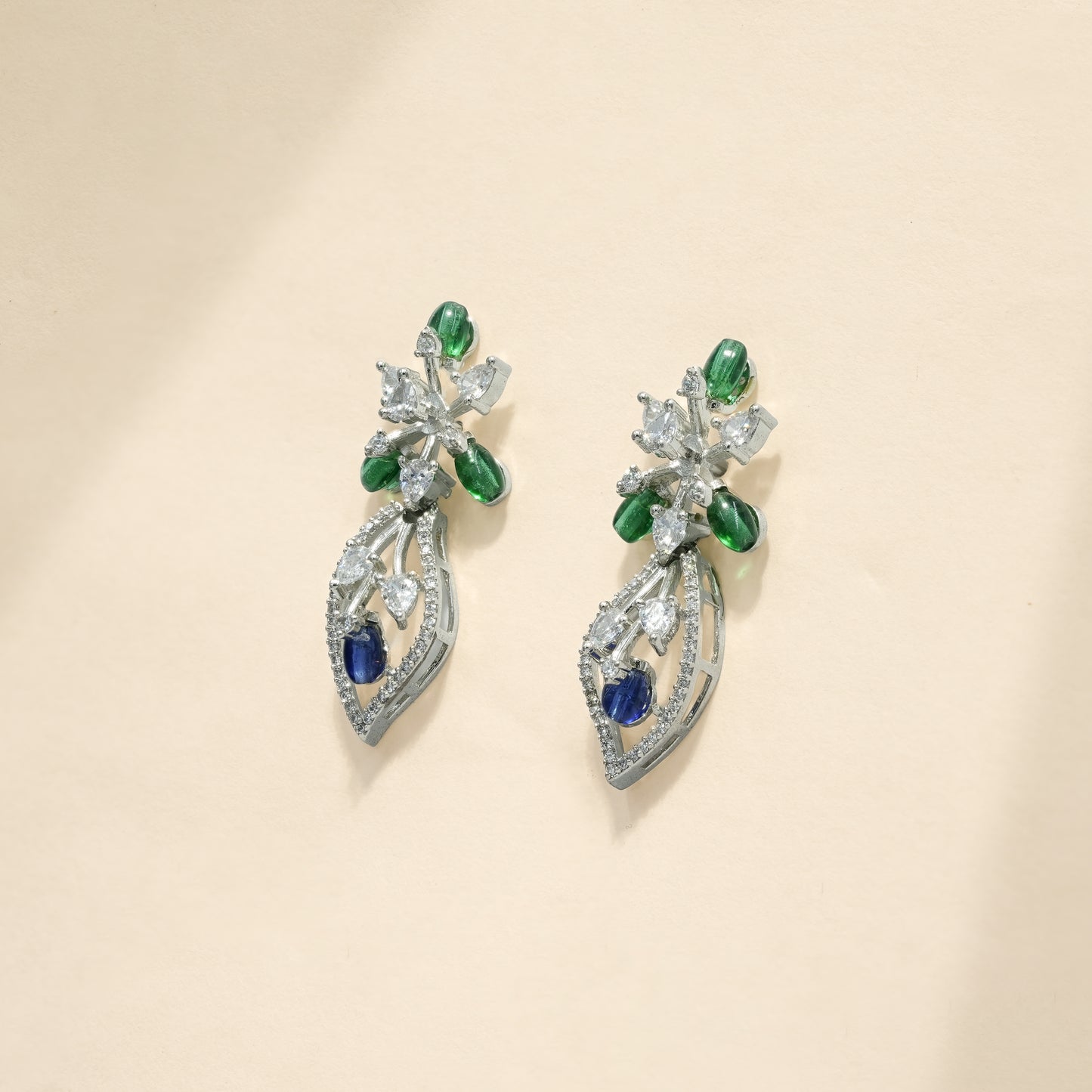 92.5 Sterling Silver Floral Cascade Necklace Set