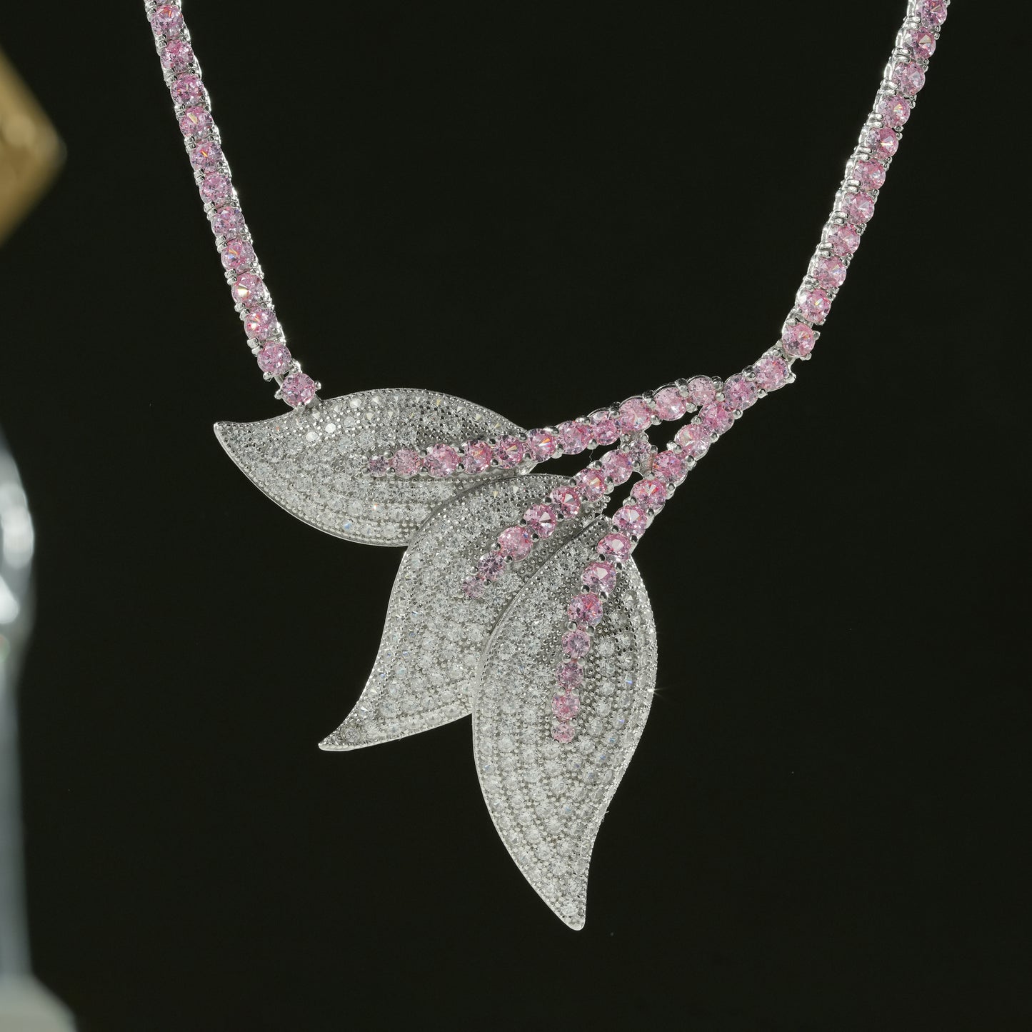 92.5 Sterling Silver Petal Cascade Necklace Set