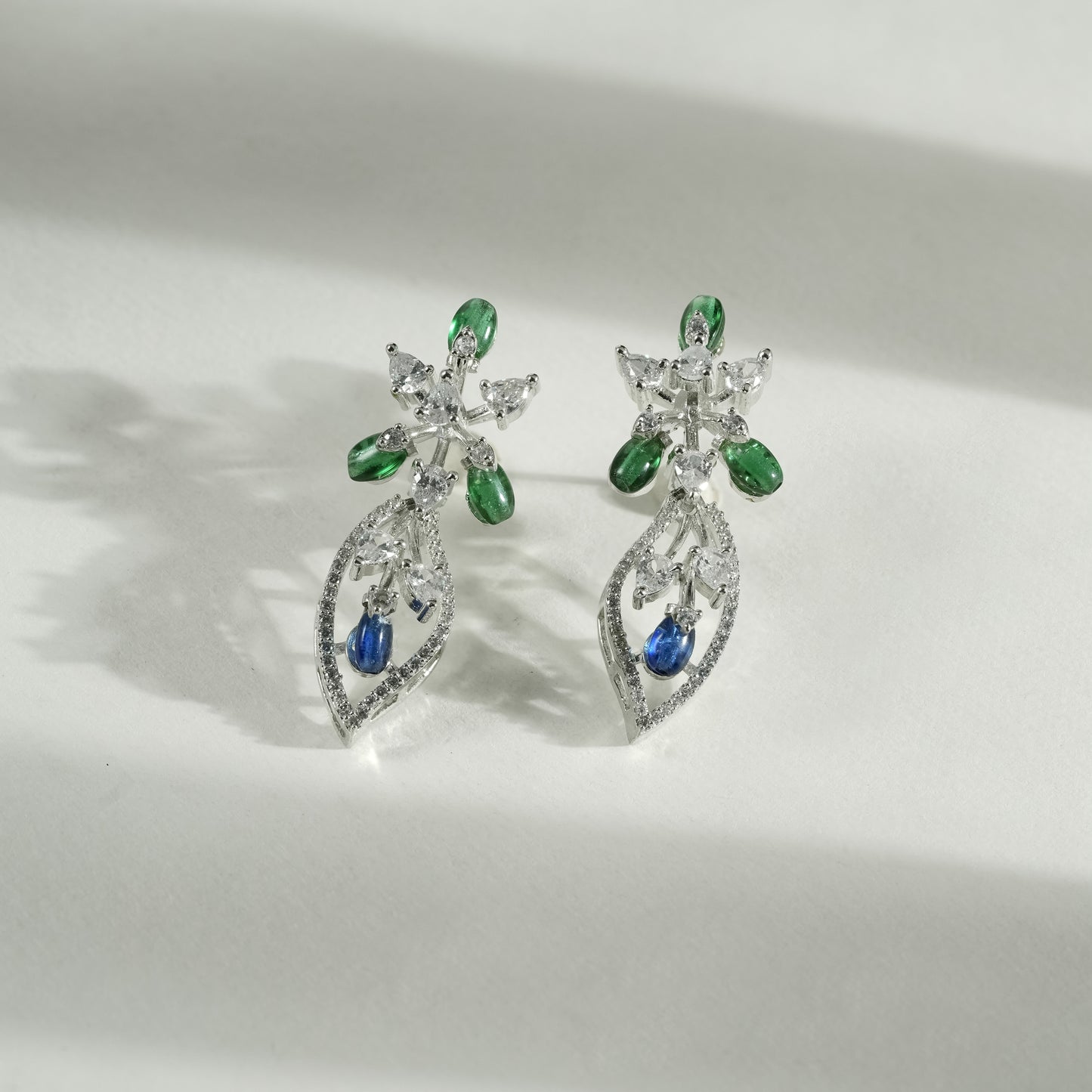 92.5 Sterling Silver Floral Cascade Necklace Set