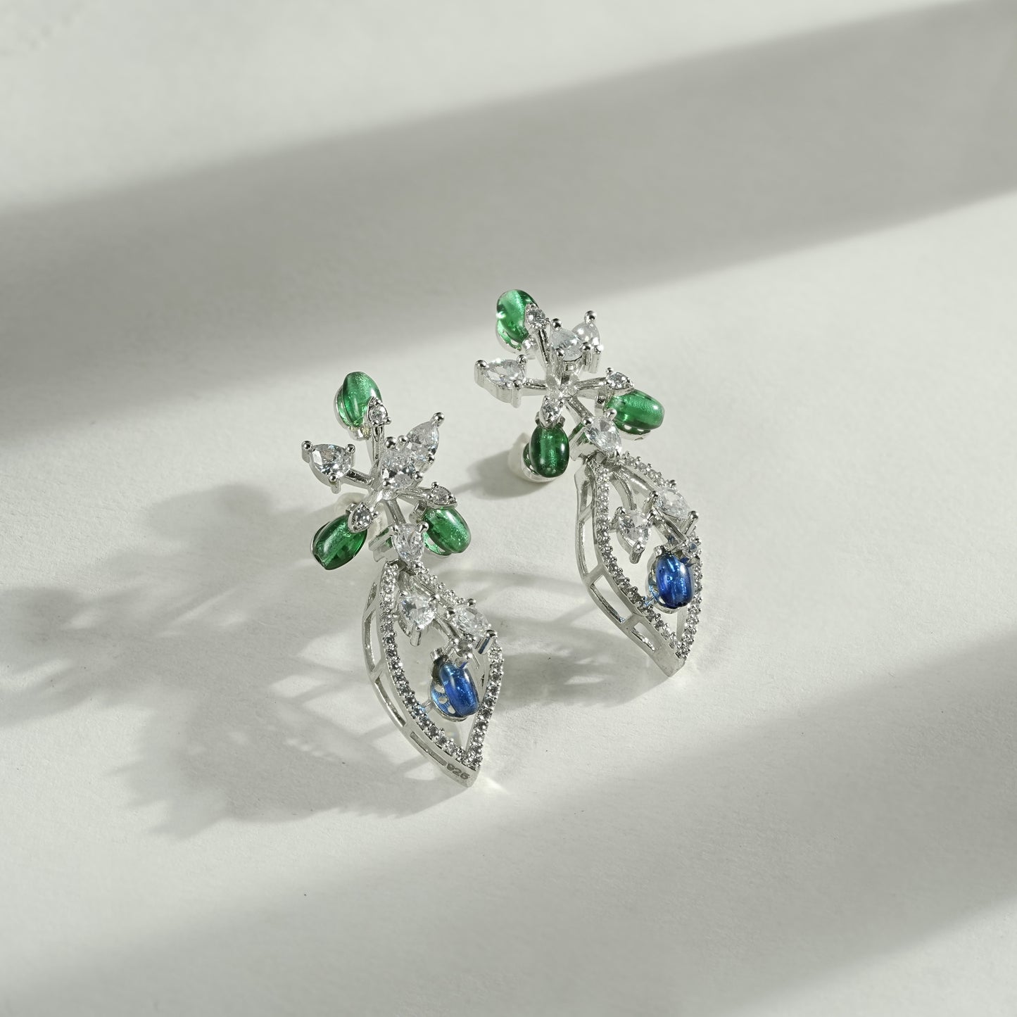 92.5 Sterling Silver Floral Cascade Necklace Set