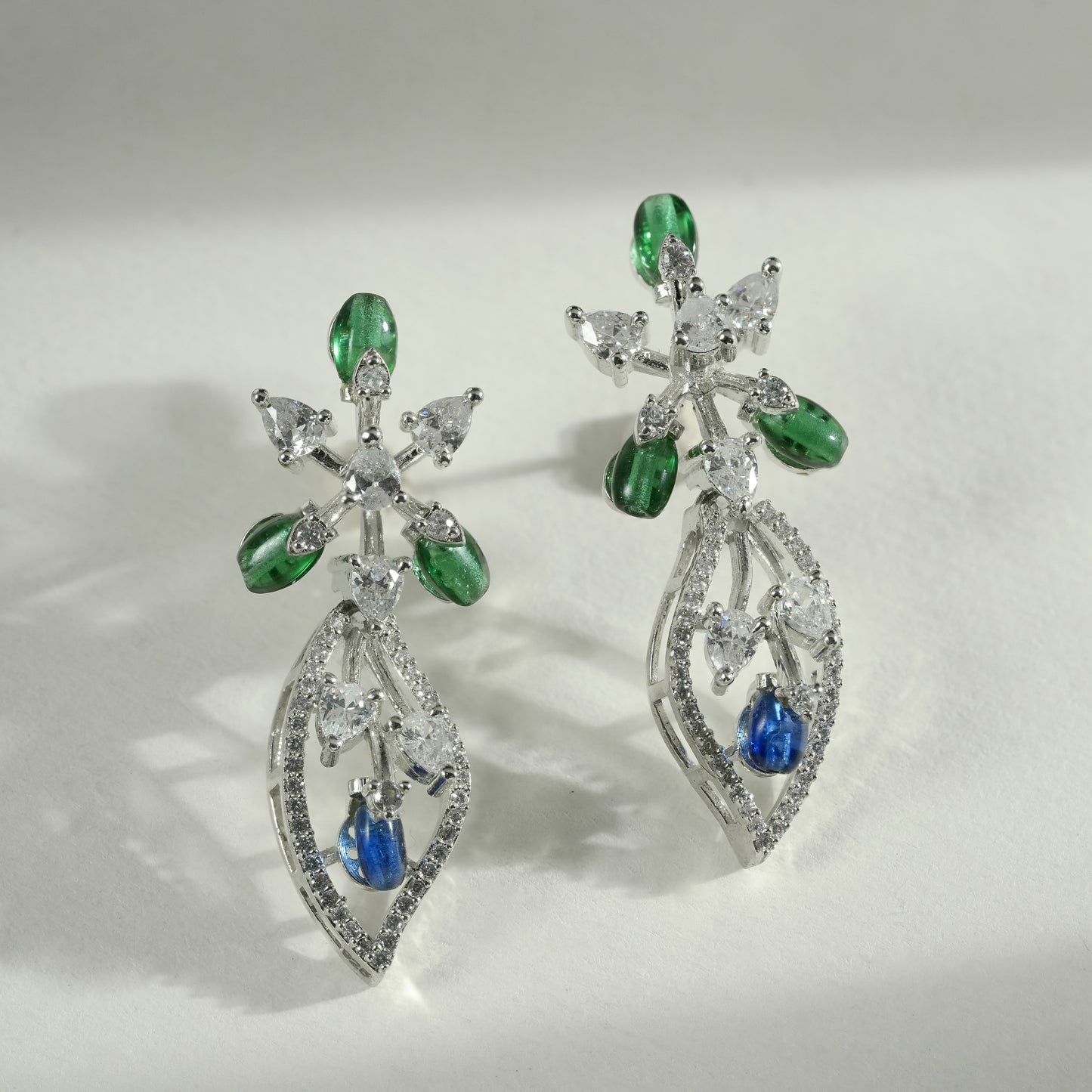 92.5 Sterling Silver Floral Cascade Necklace Set