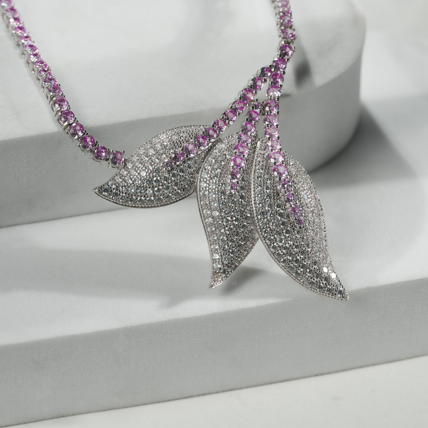 92.5 Sterling Silver Petal Cascade Necklace Set