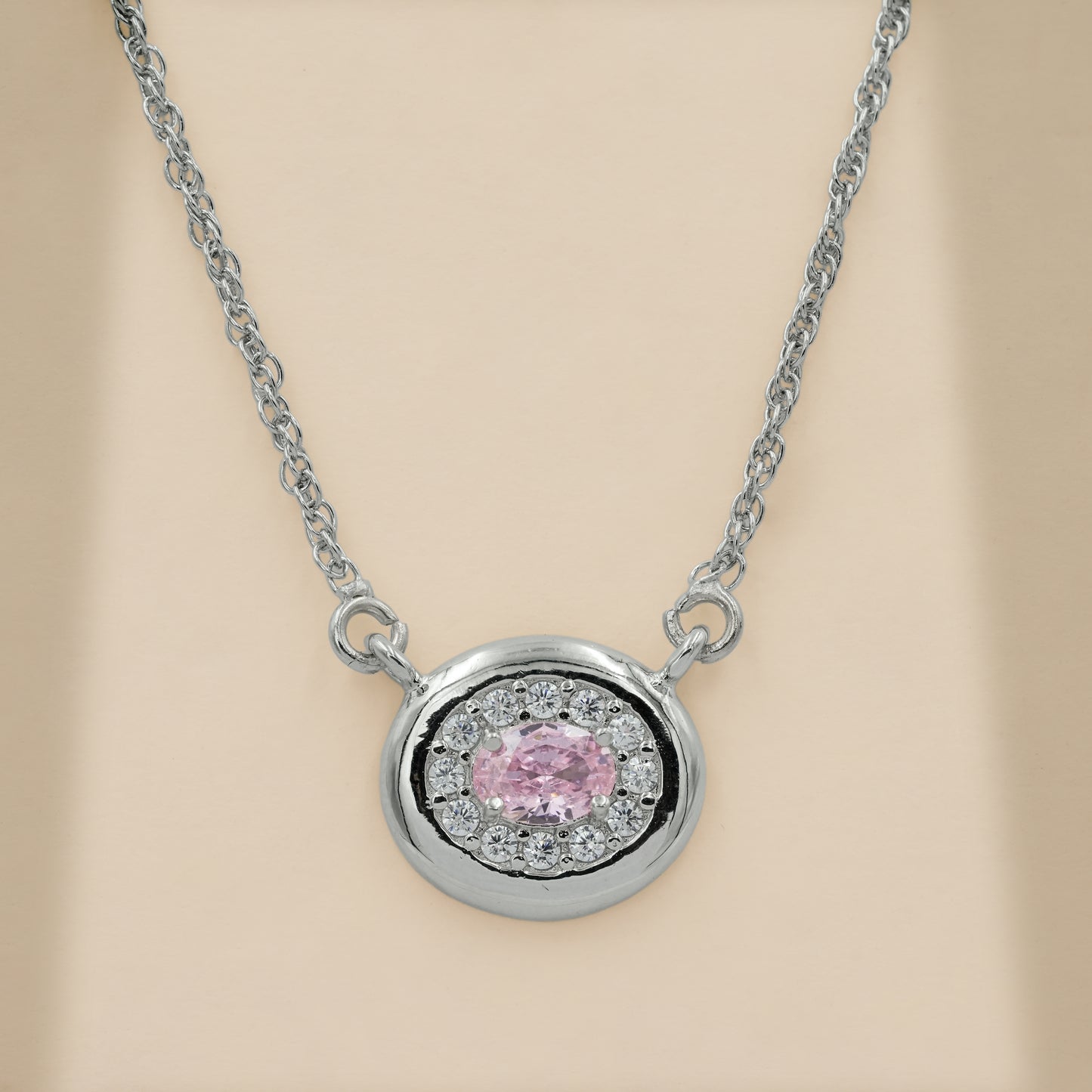 One-of-One 92.5 Silver Round Pink Blush Pendant