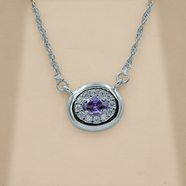 One-of-One 92.5 Silver Simulant Amethyst Round Pendant