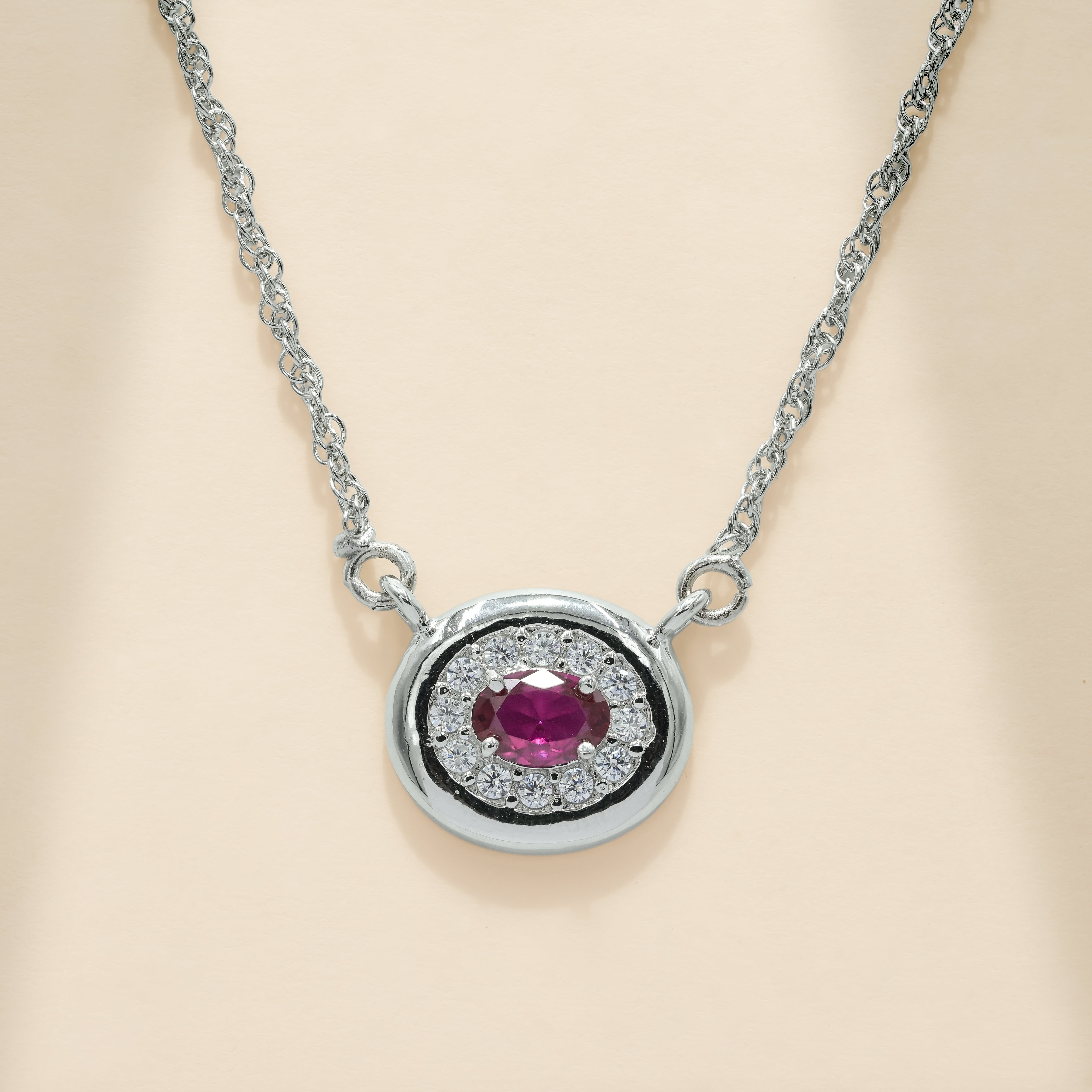 Ruby Simulant One-of-One 92.5 Silver Round Simulant Ruby Pendant – Silphony