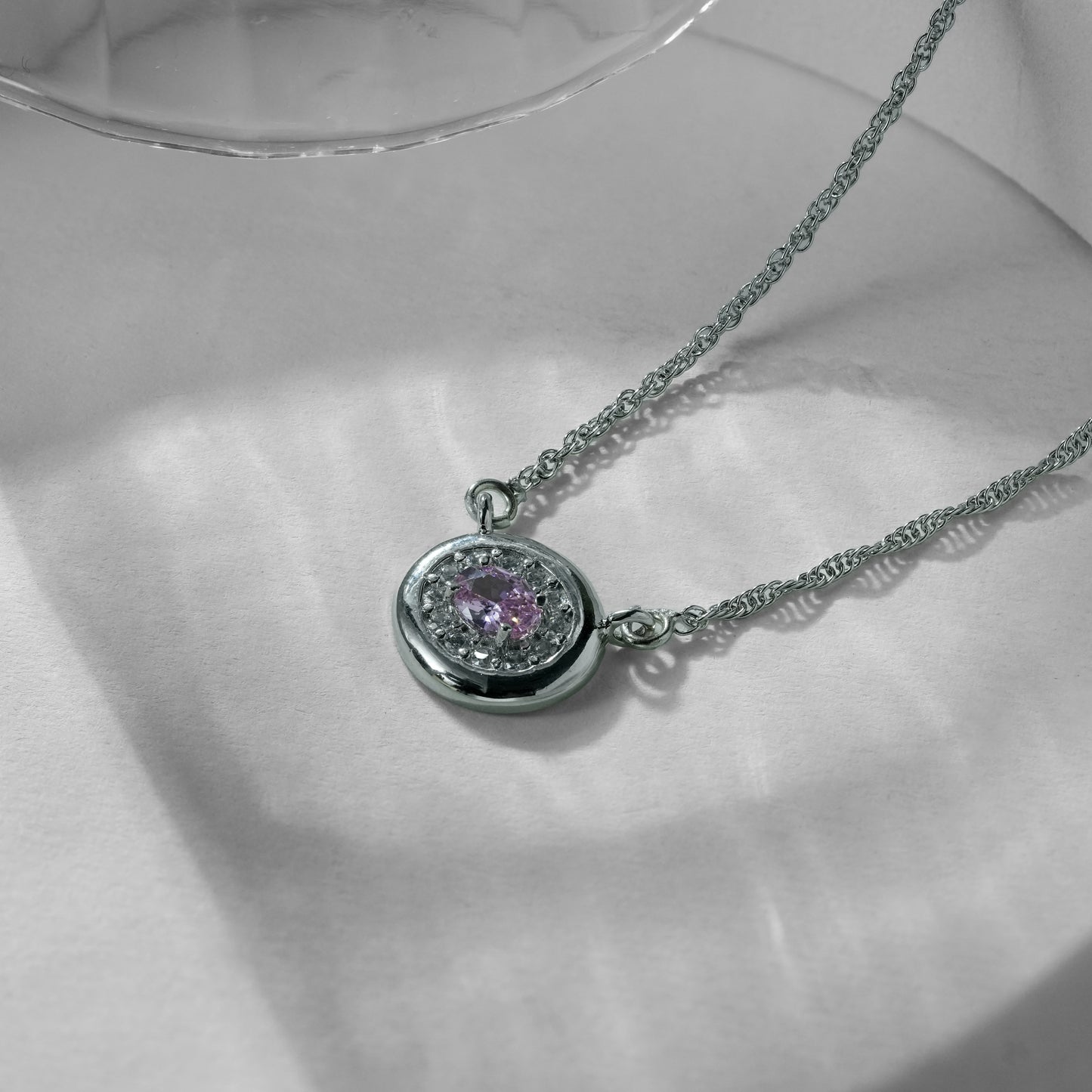 One-of-One 92.5 Silver Round Pink Blush Pendant