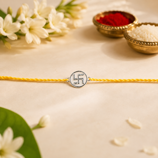 Handmade Swastik 925 Silver Hallmarked Rakhi
