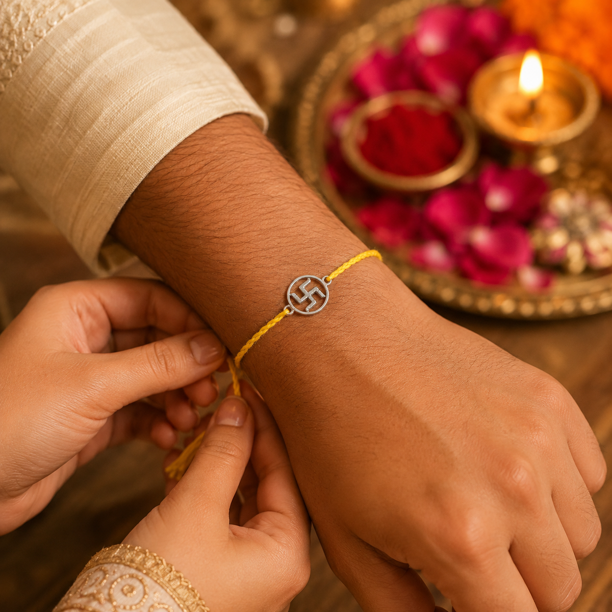 Handmade Swastik 925 Silver Hallmarked Rakhi