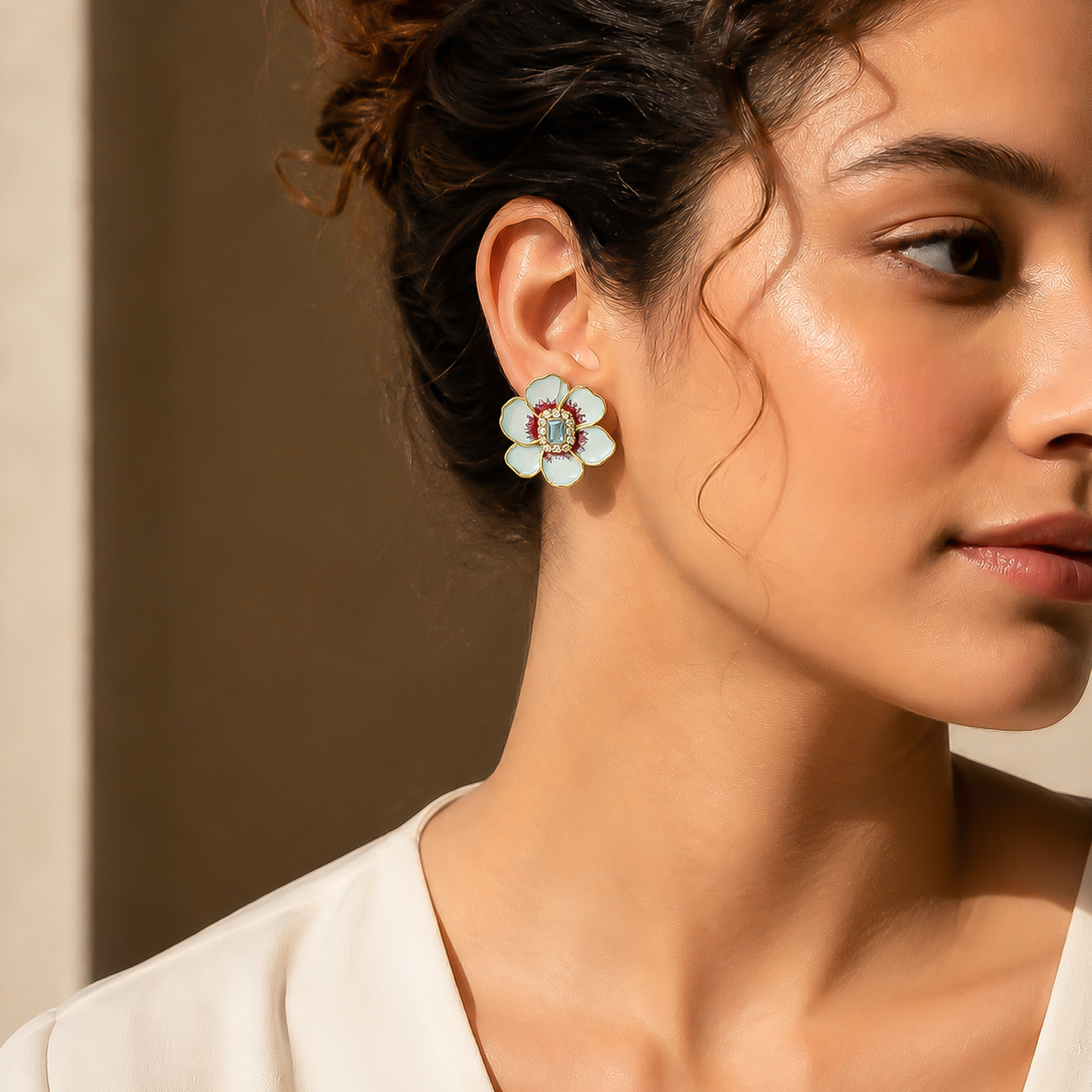 Aqua Bloom Earrings Silver ( Pre-Order)