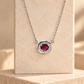 18 Inch 925 Sterling Silver Red Quartz & Moissanite Chain Pendant