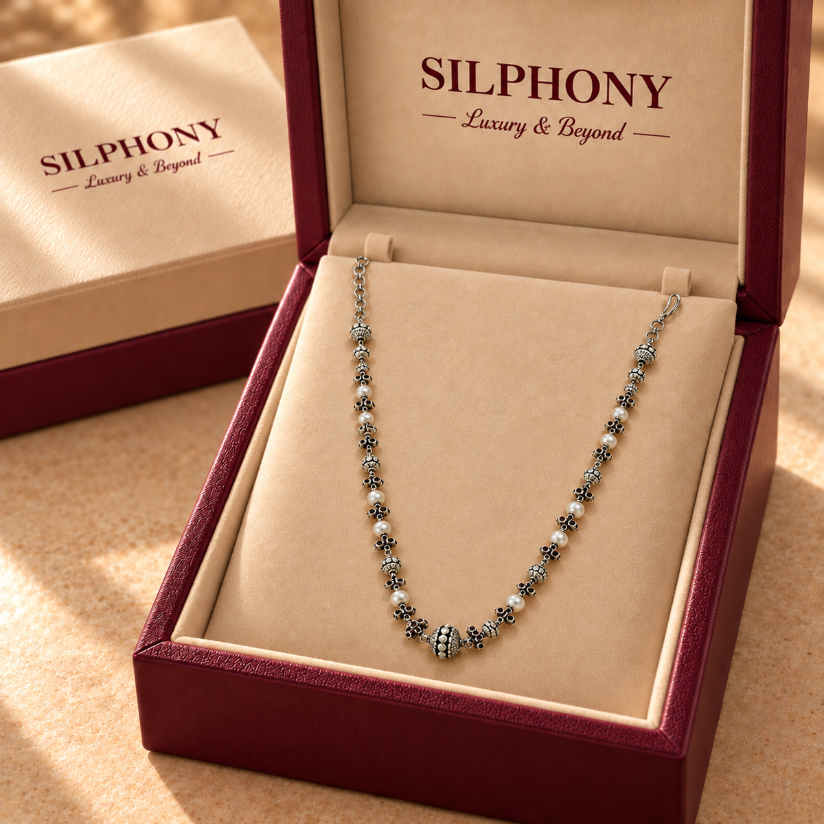 Pearl & Quartz Beaded Floral Link Chain | 925 Hallmarked Silver