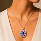 One-of-One 92.5 Silver Blue Stone Floral Motif Pendant Necklace