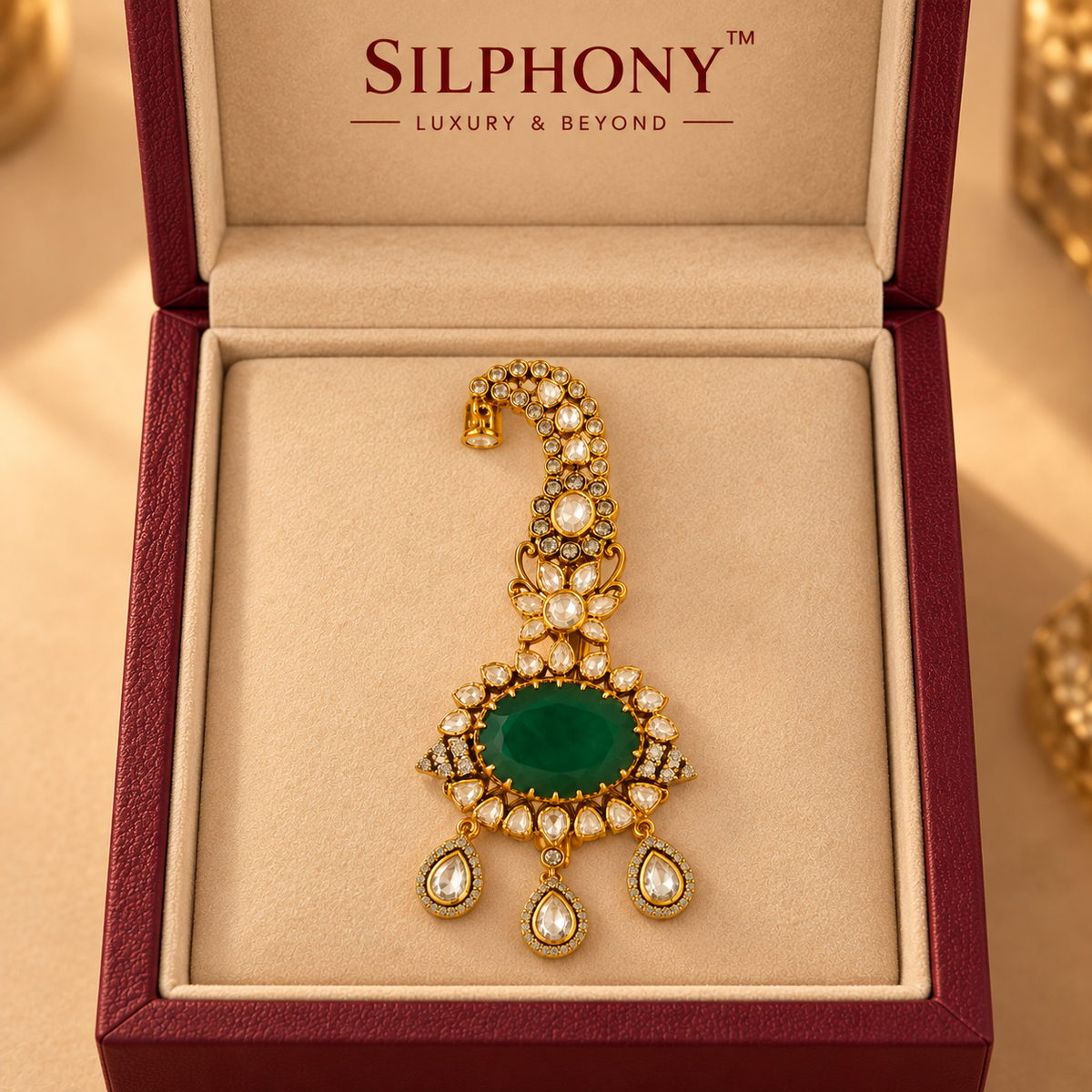 Traditional Royal Groom Kalgi Pin Emerald Stone Accessories for Groom Turban